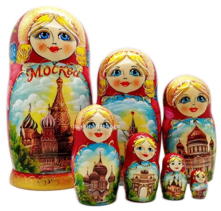 Матрешка Москва 7 мест 21 см. арт. 9863312  Матрешка Москва 7 мест 21 см. арт. 9863312