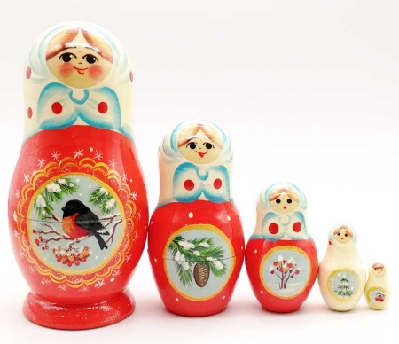 Матрешка "Снегирь" 15 см. 5 мест арт. 963121