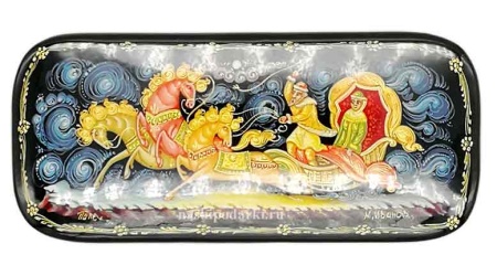 Шкатулка Палех Тройка 10х4,5 см. арт. 98327 