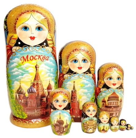 картинка Матрешка "Москва" 27 см. 10 мест арт. 1652222 матрешки