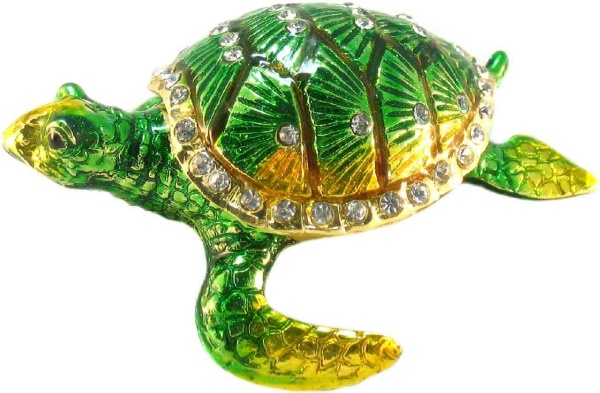 Шкатулка "Черепаха" со стразами, цвет зелёный арт. BP1269K1 