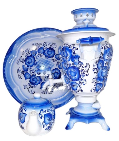 Самовар 3литра электрический набор "Гжель" рюмка арт. 5753222 