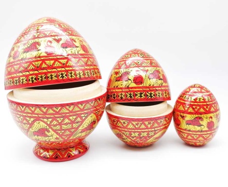 Мезенская роспись. Пасхальные яйца 11х7 см. арт. 890900204