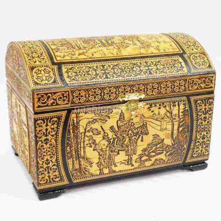 картинка Береста Шкатулка "Три Богатыря" 22х12см арт. 220119137 магазин русских сувениров  Наши подарки