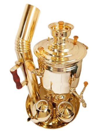 Самовар на дровах 7 литров под золото с набором арт. 3274129 
