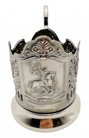 картинка Подстаканник никелированный Георгий победоносец 10х8см арт. 977911  картинка Подстаканник никелированный Георгий победоносец 10х8см арт. 977911