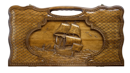 Нарды резные "Корабль-2" с ручкой 60, Haleyan Артикул: kh040-6 