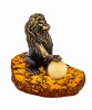 Фигурка из латуни с янтарем Лев большой арт. 278
