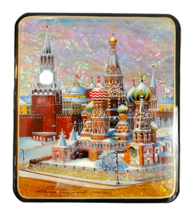 Шкатулка лаковая на перламутре "Москва" 15х13 арт. 8768443