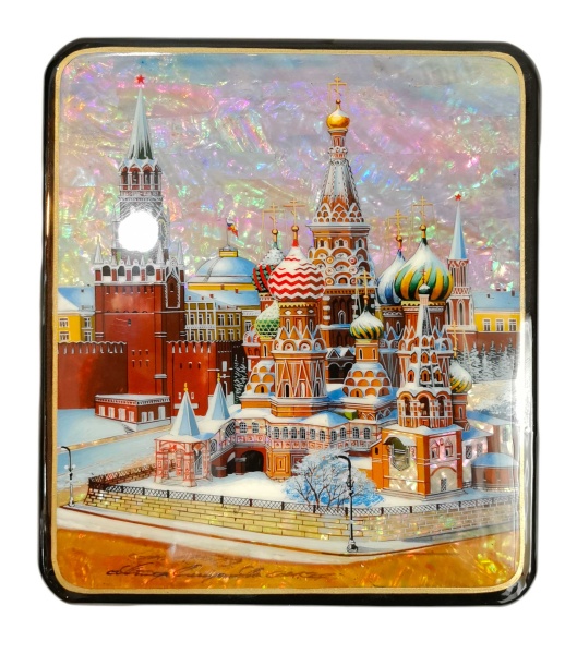Шкатулка лаковая на перламутре "Москва" 15х13 арт. 8768443 