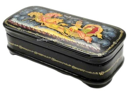 Шкатулка Палех Тройка 10х4,5 см. арт. 98327 