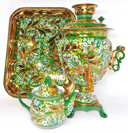 Самовар 3 литра набор. "Хохлома ландыши" арт. 6588329 