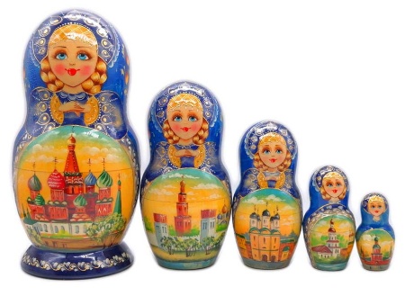 Матрешка высокохудожественная Москва 20 см. 5 мест арт. 463611
