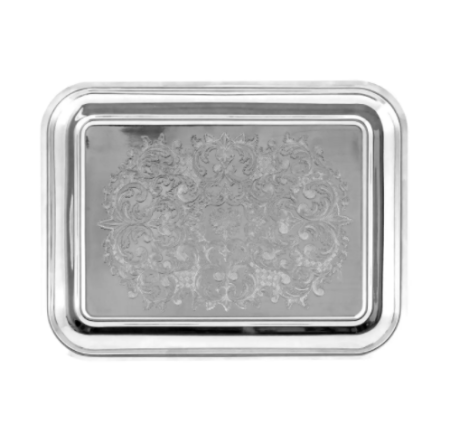 Поднос прямоугольный с гравированным рисунком никелированный Артикул:  С79508 