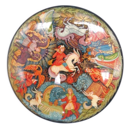 Шкатулка лаковая Холуй "конек горбунок" 11см. арт. 76653222