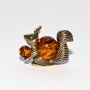 Фигурка из латуни с янтарем Белочка арт. 190