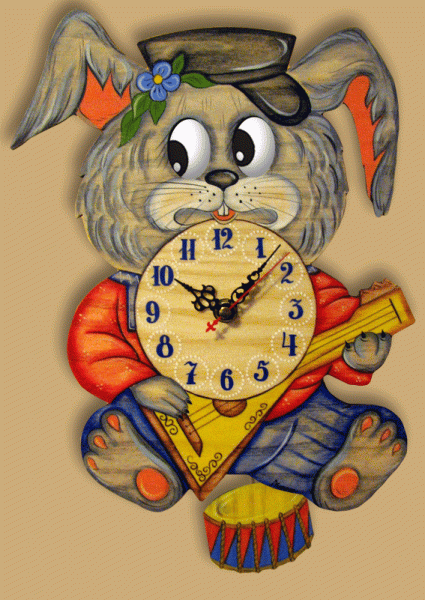 картинка Часы настенные с маятником Заяц с балалайкой арт. 657229 
