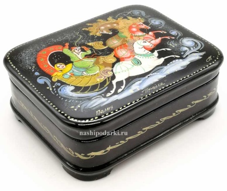 Шкатулка палех "Тройка" 8х6 см. арт. 43625 