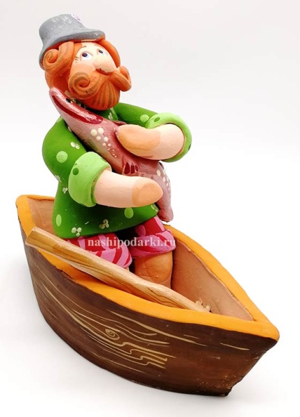 Рыбак Глиняная игрушка 18х17 см. арт. 986451