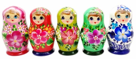 Матрешка цветы 5 мест 10 см арт. 875369