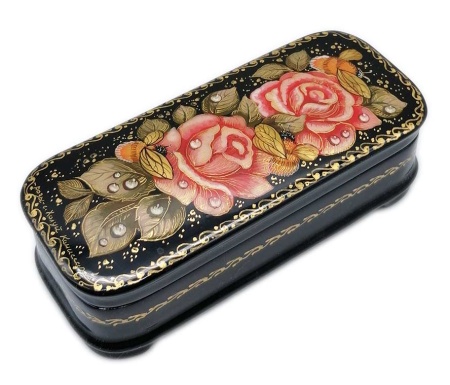 Шкатулка Холуй "Роза" 10х4,5 см. арт. 53522