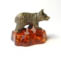 Фигурка из латуни с янтарем Медвежонок идет арт. 1227