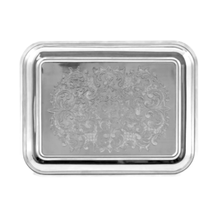 Поднос прямоугольный с гравированным рисунком никелированный в коробке Артикул: С79508_К 