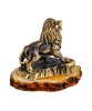 Фигурка из латуни с янтарем Лев на скале 55х50 мм. арт. 2149