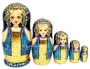 Матрешка синяя поталь 18 см 5 мест арт. 776655