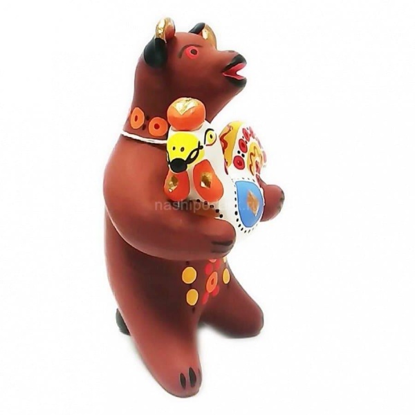 Дымковская игрушка "Медведь с петушком" 10х6см арт. 118167