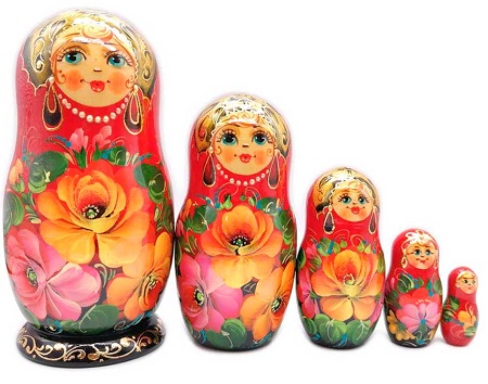 Матрешка с цветами 15 см. 5 мест арт. 658462