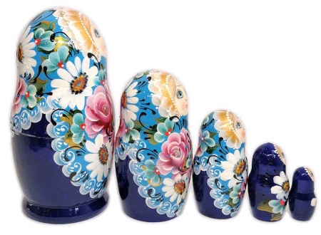 Матрешка с цветами 17 см. 5 мест арт. 756323