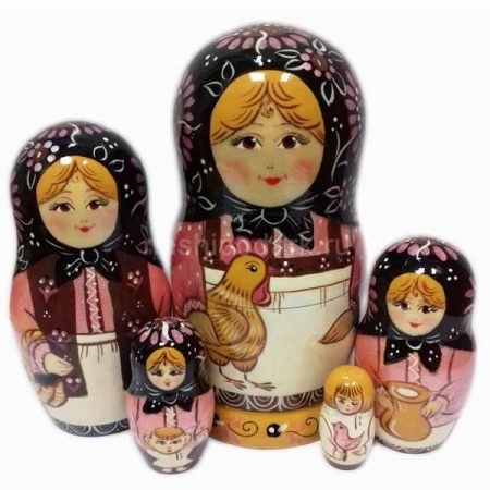 Матрешка с курочкой 17см 5 мест арт. 1018032