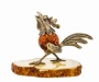 Фигурка из латуни с янтарем Птица Петух 43х46 мм. арт. 134