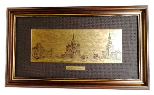картинка Картина на металле гравюра 21х40 см. "Старая Москва" подарок