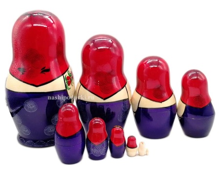 Матрешка вятская сувенирная 10 мест 18 см. арт. 733322