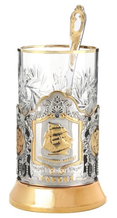 картинка Подстаканник для чая "Парусник", позолота