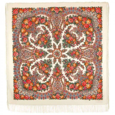 Павлопосадский платок «ЛАДОГА» 1727-0  Павлопосадский платок «ЛАДОГА» 1727-0