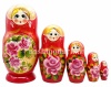 Матрешка красная "Цветы" 18 см. 5 мест арт. 875126691
