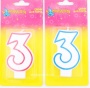 Свеча восковая для торта "Цветной ободок" цифра 3, цвета МИКС арт. 403513 