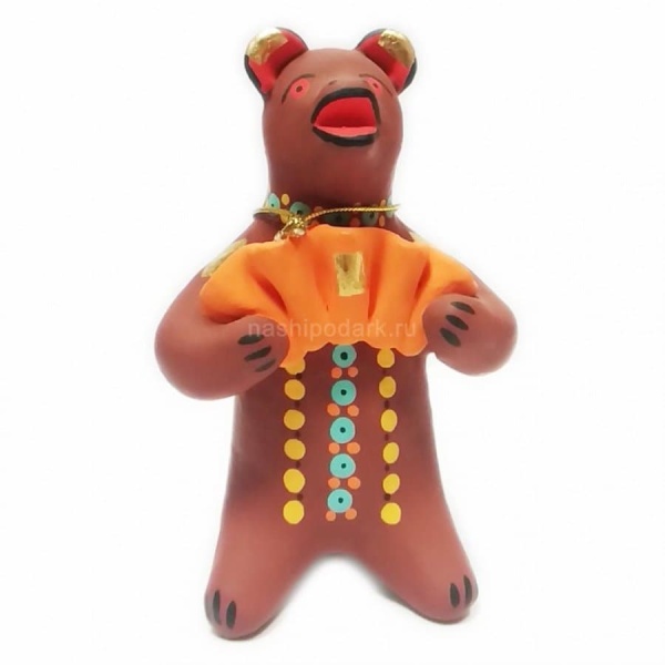 Дымковская игрушка "Медведь с гармошкой" 10х6см арт. 1118166