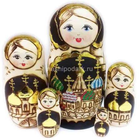Матрешка 5 мест "Золотые купола" 14см Арт. 060319467  Матрешка 5 мест "Золотые купола" 14см Арт. 060319467