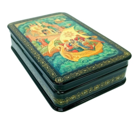 Шкатулка лаковая "Заморские гости" 10х16 см. арт. 856333