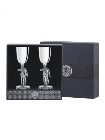 Набор рюмок "Гусар" посеребренный полированный с чернением в футляре Артикул: КМ2620206 