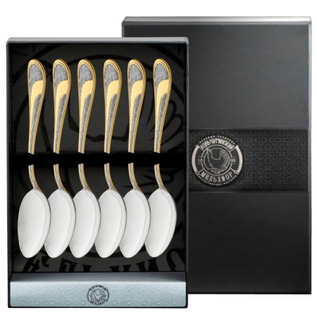 Набор чайной ложки "Метелица" с позолотой 6 предметов  