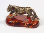 Фигурка из латуни с янтарем Тигр на подставке арт. 1283