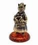 Фигурка из латуни с янтарем Колокольчик Кошка Стюардесса арт. 1056