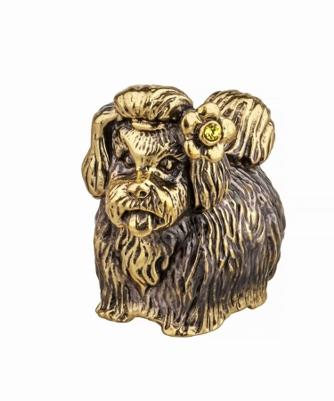 Собака Йорк с цветочком без подставки 30х33 мм. арт. 824.1