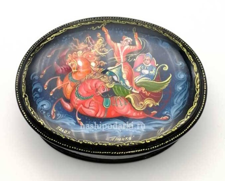 Шкатулка палех "Тройка" 11х8см арт.876933 