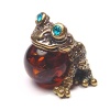 Жаба из латуни c янтарем глазастик арт. 1284